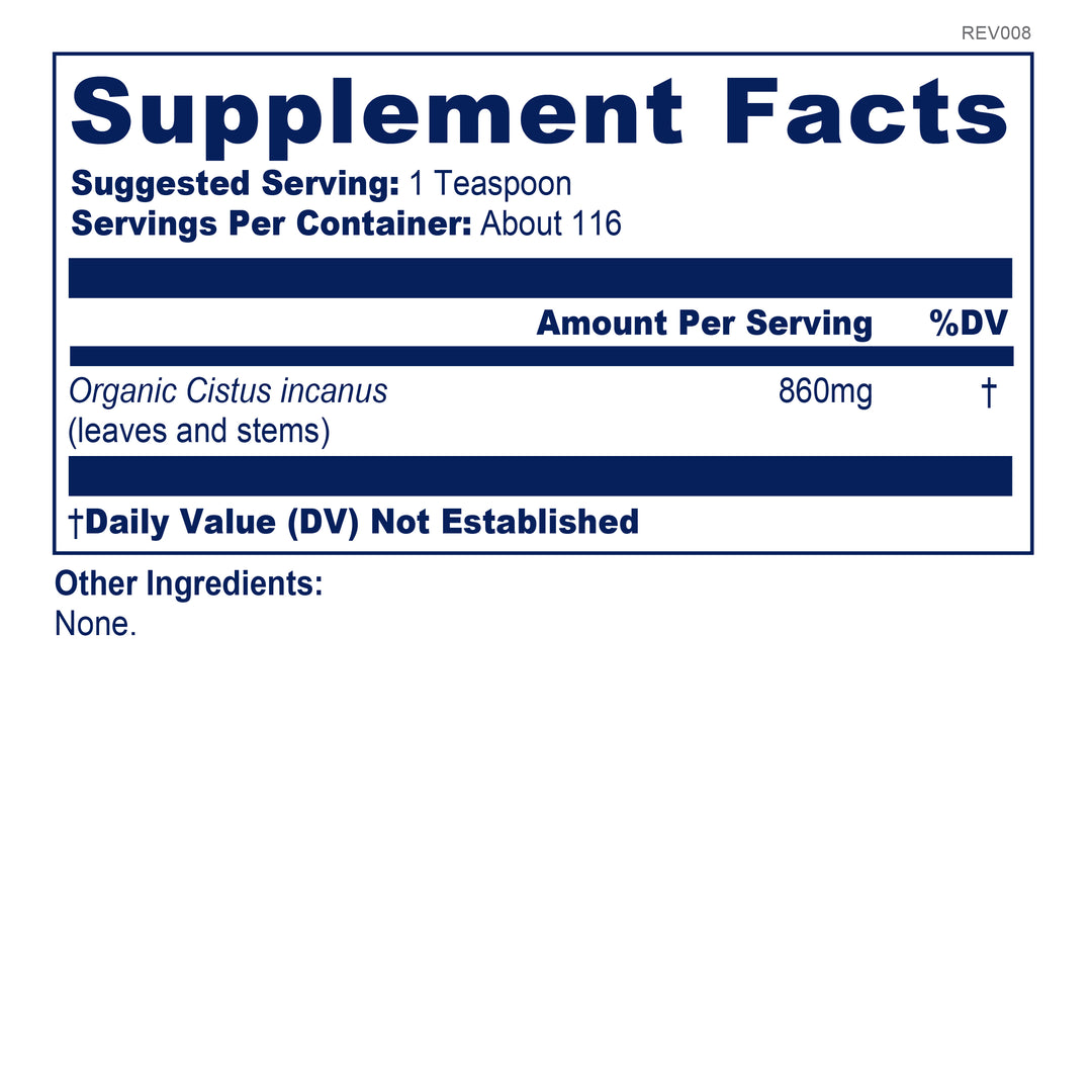 cistus tea BioPure - supplement fact